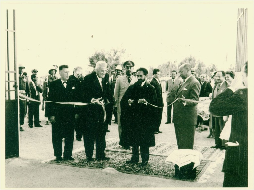 Emperor Haile Selassie I at a ribbon-cutting ceremony